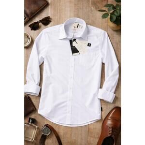 Scott James Men's White Dress Shirt - Classic Fit, Long Sleeve
